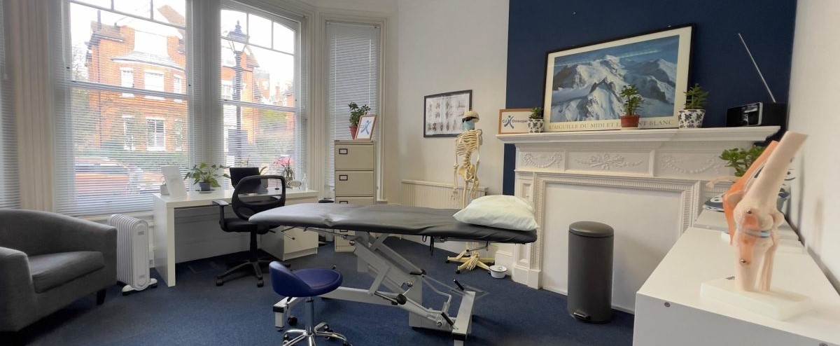The treatment room at CJ Osteopathy in central Tunbridge Wells